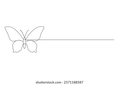 Butterfly single-line art gracefully portrays the intricate elegance of a butterfly, using a single continuous line to symbolize freedom and metamorphosis.