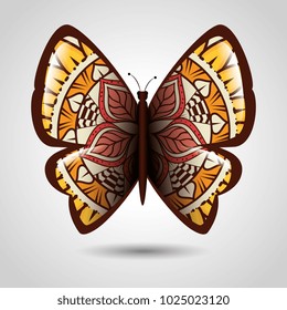 butterfly with skin mandala boho style