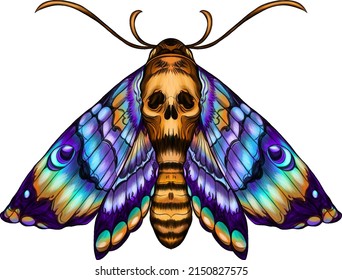 butterfly with a skull color vector illustration