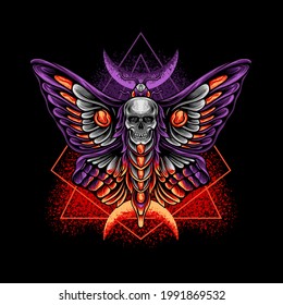 Butterfly With Skull Head Illustration for your business or merchandise