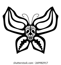Butterfly with skull isolated on white.