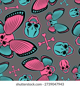 Butterfly Skull pattern seamless