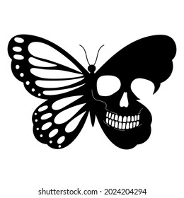 Calavera de mariposa. Ilustración vectorial. Aislado sobre fondo blanco. Impresión de Halloween.