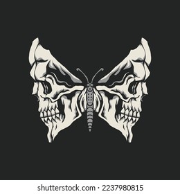 Schmetterling + Skulls, Vektorgrafik.