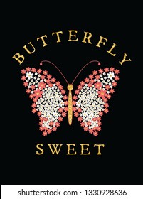 butterfly slogan design print