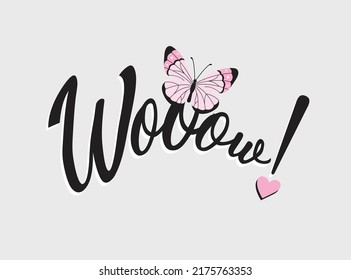 Butterfly Slogan Or Heart Illustration Art