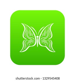 Butterfly with small wings icon green vector isolated on white background