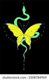 Schmetterling und Schlange Tattoo Vektor