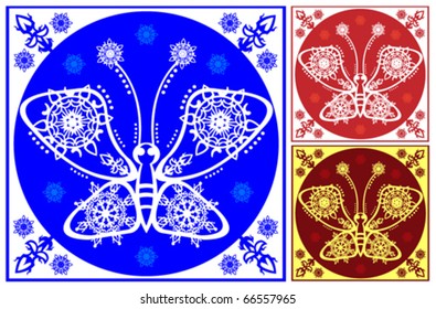 The butterfly in snowflakes. Authoring style.