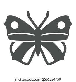 Butterfly solid icon, wildlife beauty concept. Vector graphics. Insect with wings sign on white background, glyph style icon for mobile or web design