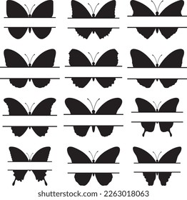 Butterfly split monogram frame. Clipart image