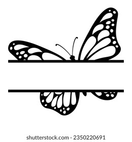 Butterfly split monogram frame. Clipart image