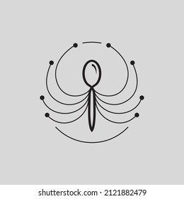 Ilustración en forma de icono de combinación de mariposa y cuchara