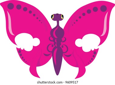 a butterfly with spots on the wings flying	
