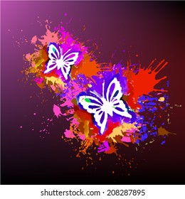 Butterfly with spots of paint. Vector