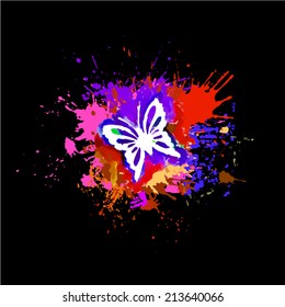Butterfly with spots of paint. Vector