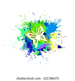 Butterfly with spots of paint. Vector 