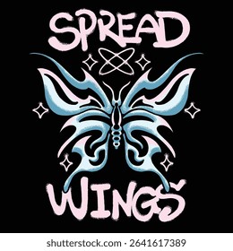 Butterfly Spread Wings for streetwear illustration