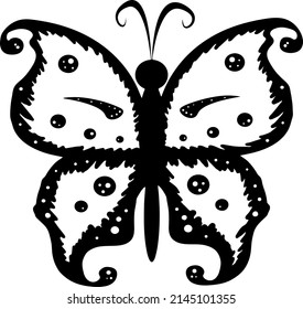 butterfly spreading wings doodle draw for coloring book