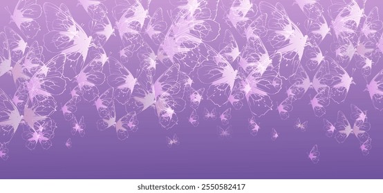 Butterfly Spring Background. Butterflies Vector Banner Design Minimalistic Style. Surreal Butterflies Drawing for Fashion and Beauty Design. Not AI
