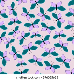 Butterfly spring color seamless pattern. Vector illustration