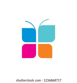 butterfly square icon vector illustration