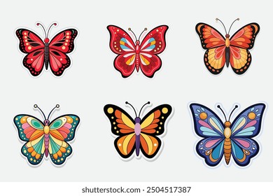 Butterfly Sticker vector illustration 6 bundle file