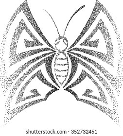 Butterfly Stipple Effect Vector Art