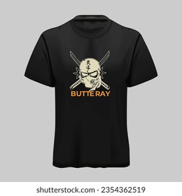 Butterfly Streetwear white skull T-shirt design