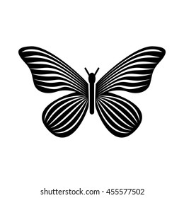 Butterfly with stripes on wings icon in simple style isolated on white background. Insect symbol