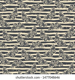 Butterfly and stripes. Vector illustration of seamless pattern. 