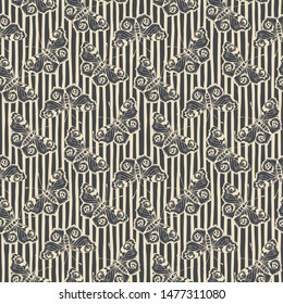 Butterfly and stripes. Vector illustration of seamless pattern. 