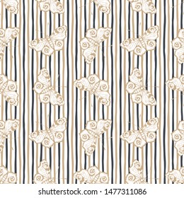 Butterfly and stripes. Vector illustration of seamless pattern. 