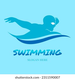 butterfly stroke swimming crawl logo design vector illustration