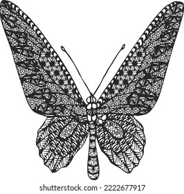 Estilo mariposa forma vector blanco y negro