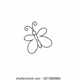 Butterfly in the style of Doodle. Drawing of a butterfly on a white background. Vector icon for postcard design.