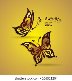 butterfly style line thai. Vector