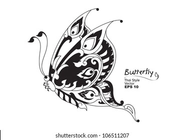 butterfly style line thai. Vector