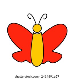 butterfly of summer doodles icon set