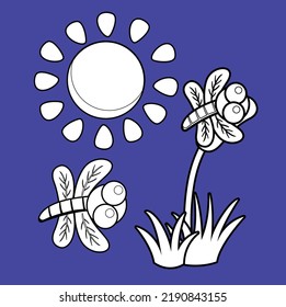 Butterfly and Sun Digital Stamp