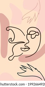 butterfly Surreal Faces Continuous line, faces and hairstyle, fashion concept, woman beauty minimalist, illustration pretty sexy. Contemporary portrait