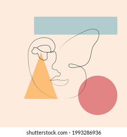 Schmetterling Surreal Faces Kontinuierliche Linie, Zeichnung von Gesichtern und Frisur, Mode-Konzept, Frau Schönheit minimalistisch, Illustration ziemlich sexy. Zeitgenössisches Porträt