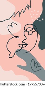 mariposa Rostros surrealistas línea continua, caras y peinado, concepto de moda, mujer belleza minimalista, ilustración bastante sexy. Retrato contemporáneo