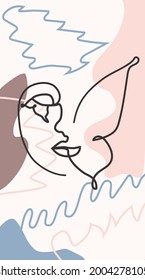 mariposa Rostros surrealistas línea continua, caras y peinado, concepto de moda, mujer belleza minimalista, ilustración bastante sexy. Retrato contemporáneo