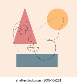 butterfly Surreal Faces Continuous line, drawing of set faces and hairstyle, fashion concept, woman beauty minimalist, illustration pretty sexy. Contemporary portrait