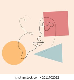 Schmetterling Surreal Faces Kontinuierliche Linie, Zeichnung von Gesichtern und Frisur, Mode-Konzept, Frau Schönheit minimalistisch, Illustration ziemlich sexy. Zeitgenössisches Porträt