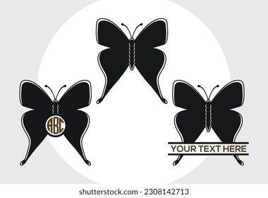 Diseño de vectores de monograma SVG de mariposa
