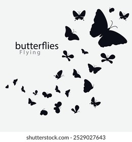 butterfly swarm silhouette background vector