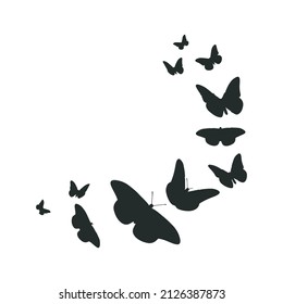 Butterfly swarm silhouette stock illustration