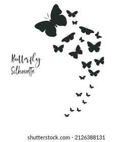 Butterfly swarm silhouette stock illustration. Beautiful butterfly flying